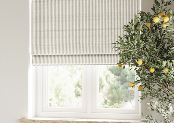 Emily Bond Oscar Stripe, Pebble - Twist&Fit Roman Blind - Image 5